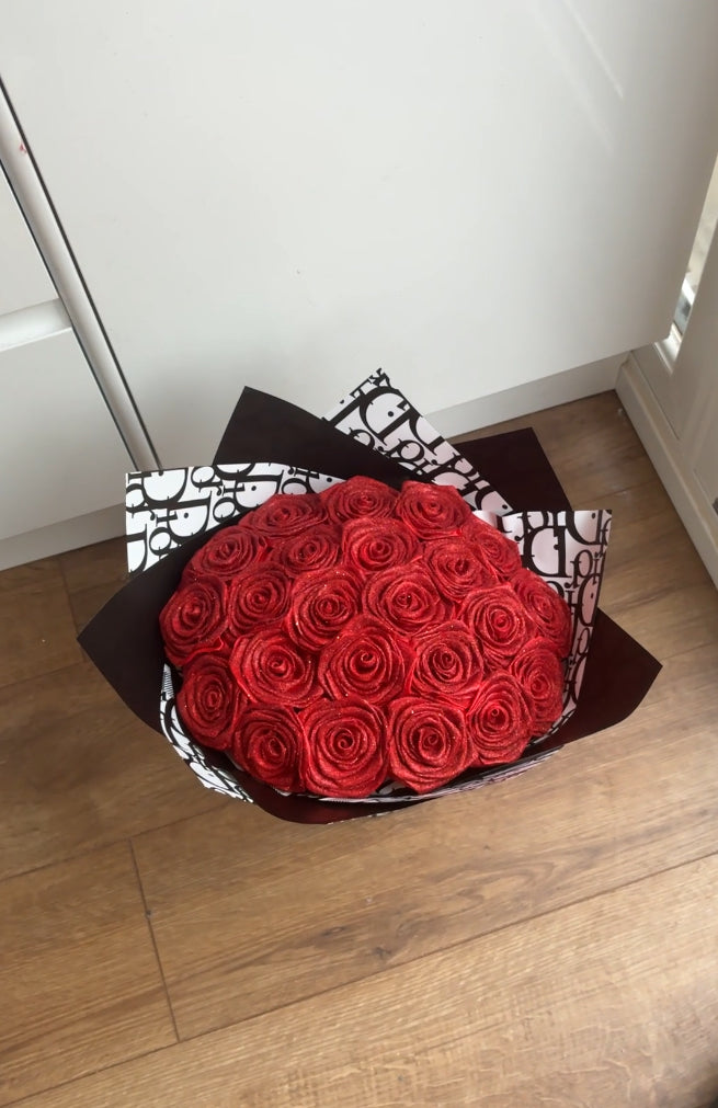 create your own glitter rose bouquet